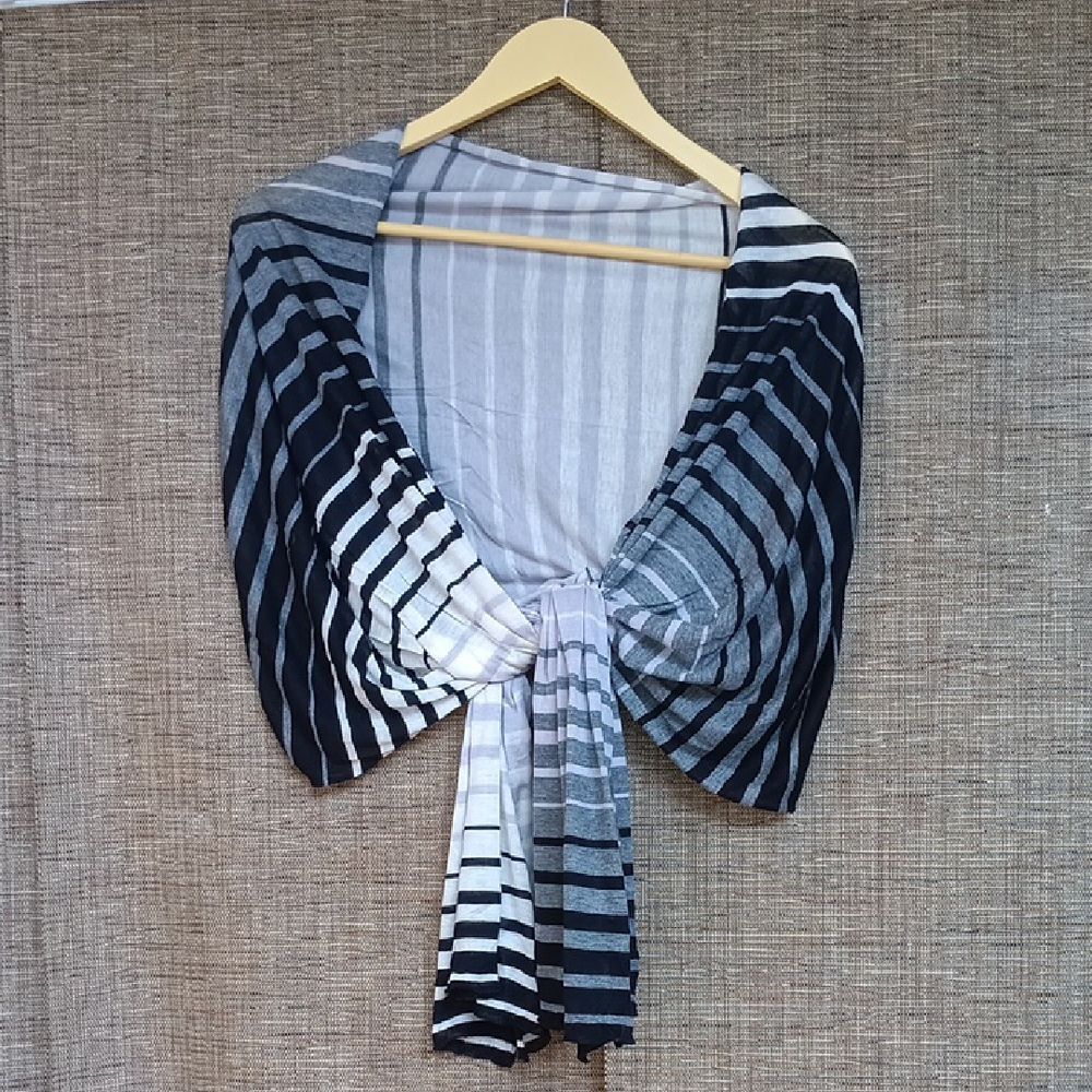 NWOT Charter Club Black and Gray Striped Scarf
